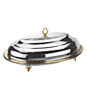 Gold & Silver-Plated Oval Dome with Cover