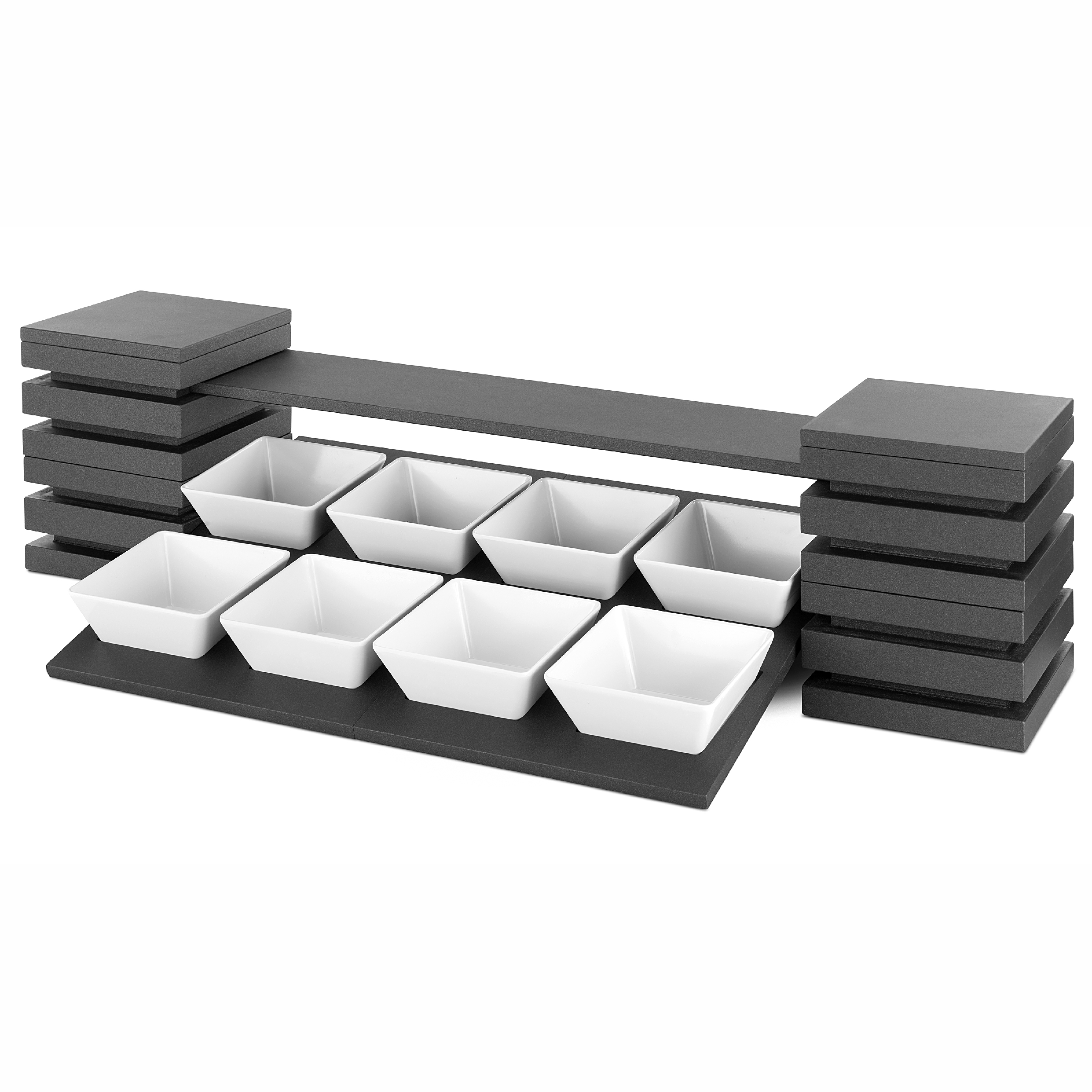 2 levels presentation kit for 8 square bowls